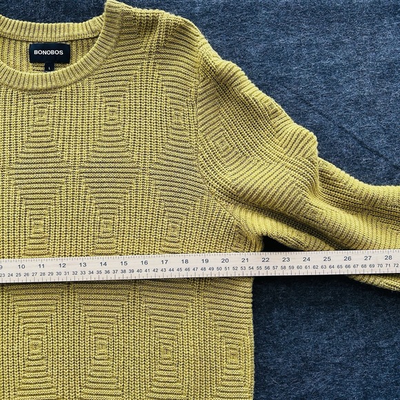 Bonobos Large Slim Fit Wool Alpaca Blend Knit Pullover Sweater Yellow Argyle - Picture 8 of 11